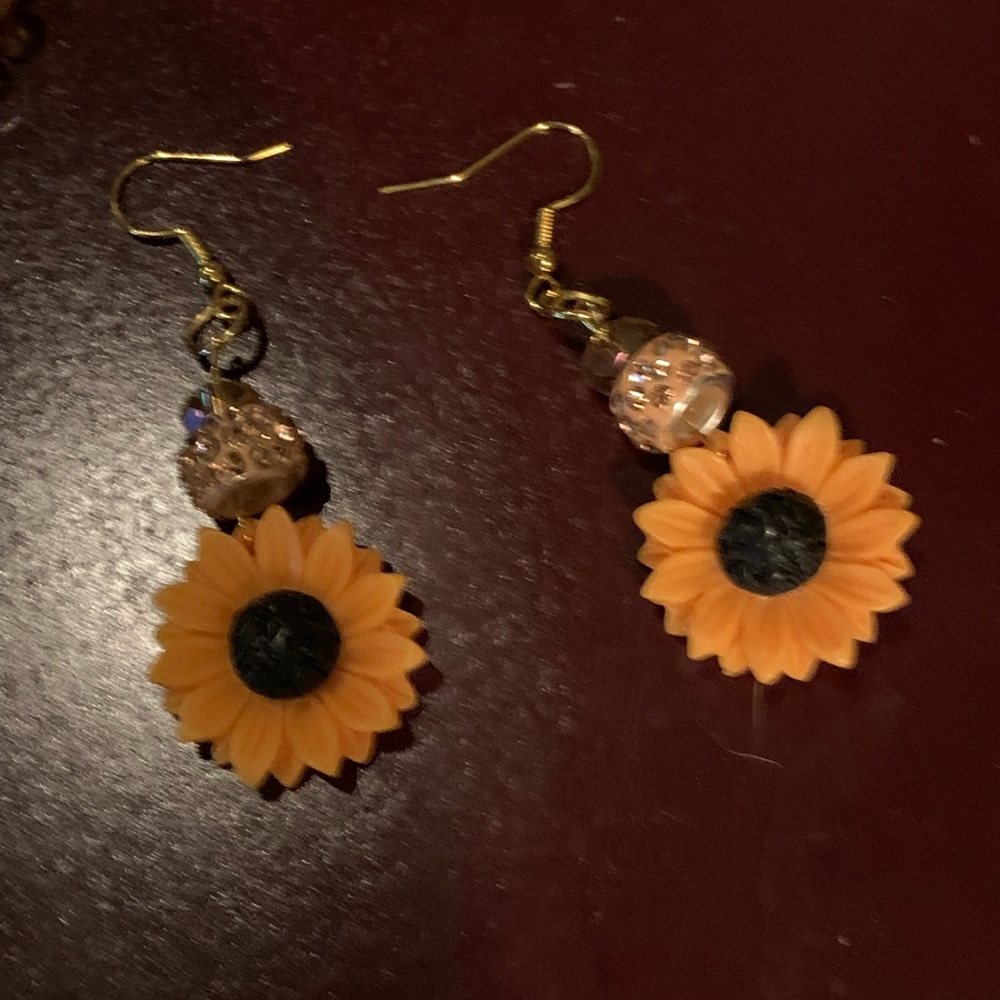 Sun flower earrings and bracelet set $30 for both